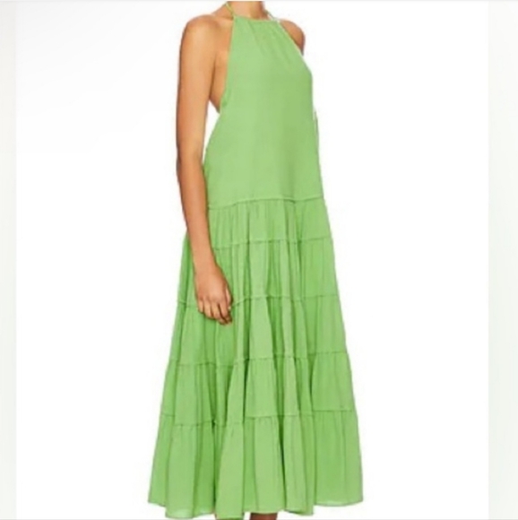 FREE PEOPLE Somewhere Sunny Green Halter Maxi Dress - Picture 3 of 4
